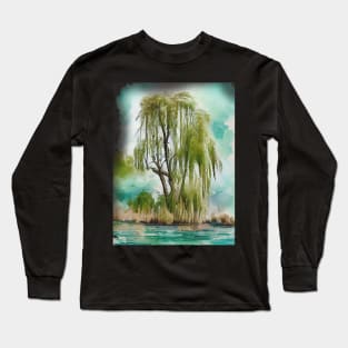 Weeping willow tree watercolor painting #1 Long Sleeve T-Shirt